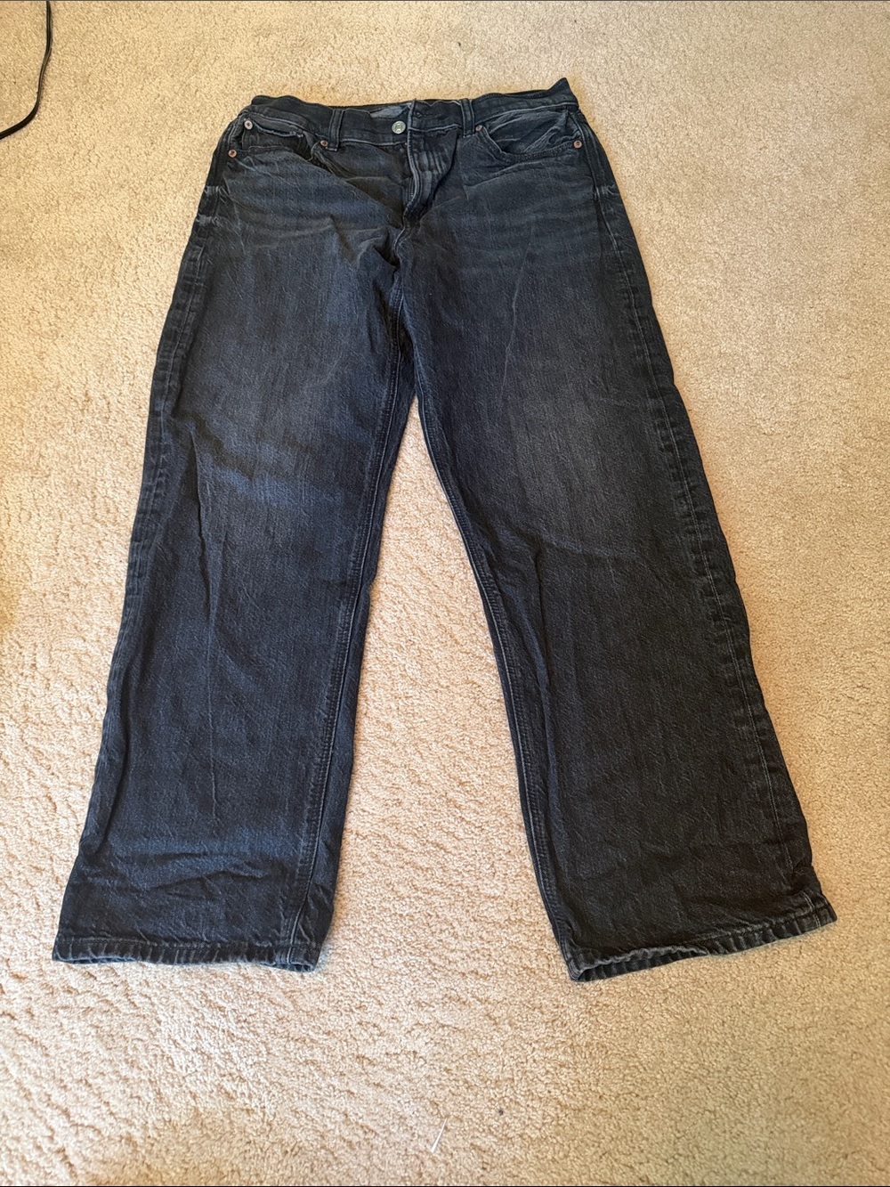 American Eagle Outfitters Black Straight-Leg Jeans